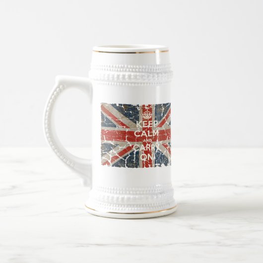 イギリスの旗とのKeep Calm and Carry On ビールジョッキ (左)