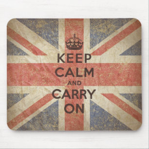 イギリスの旗とのKeep Calm and Carry On マウスパッド