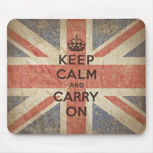 イギリスの旗とのKeep Calm and Carry On マウスパッド (正面)
