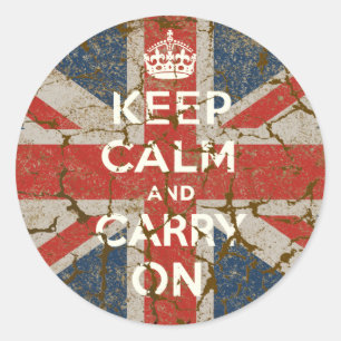 イギリスの旗とのKeep Calm and Carry On ラウンドシール