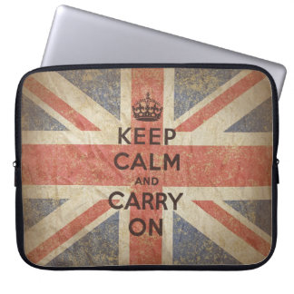 イギリスの旗とのKeep Calm and Carry On ラップトップスリーブ