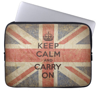 イギリスの旗とのKeep Calm and Carry On ラップトップスリーブ