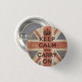 イギリスの旗とのKeep Calm and Carry On 缶バッジ (正面&裏面)