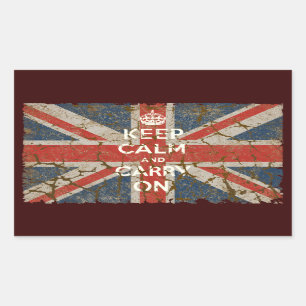 イギリスの旗とのKeep Calm and Carry On 長方形シール