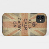 イギリスの旗とのKeep Calm and Carry On Case-Mate iPhoneケース (裏面(横))