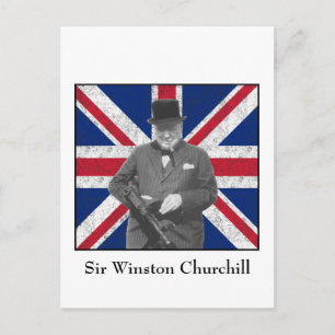イギリスの旗と提起しているChurchill ポストカード