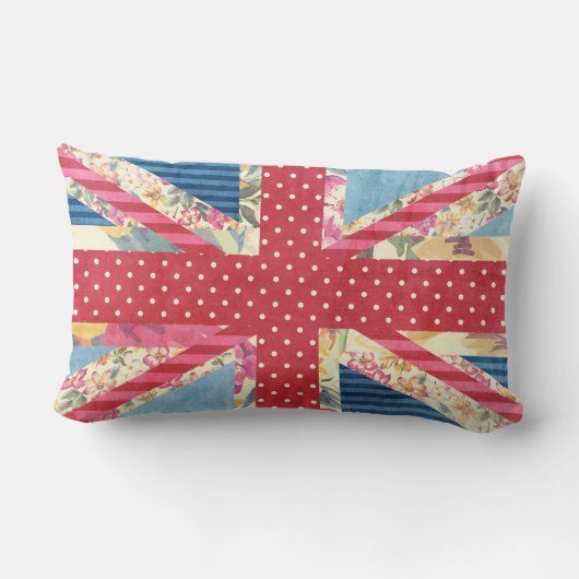 イギリスの旗のキルト|のぼろぼろの上品 ランバークッション (裏面)