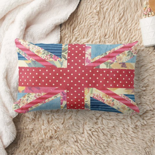 イギリスの旗のキルト|のぼろぼろの上品 ランバークッション (ブランケット)