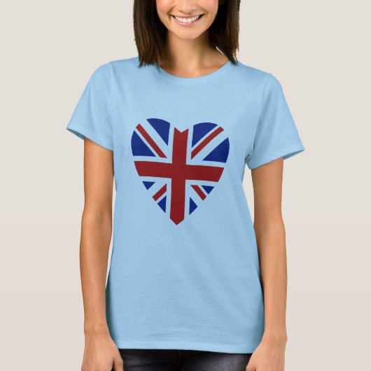 イギリスの旗のハートおよび地図 Tシャツ (正面)