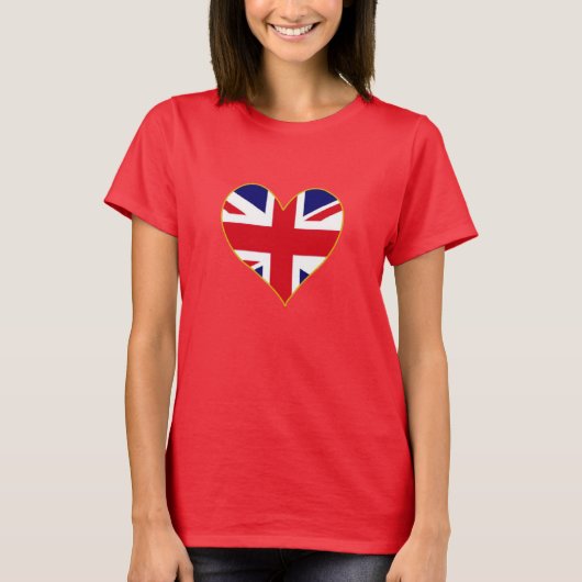 イギリスの旗のハート Tシャツ (正面)