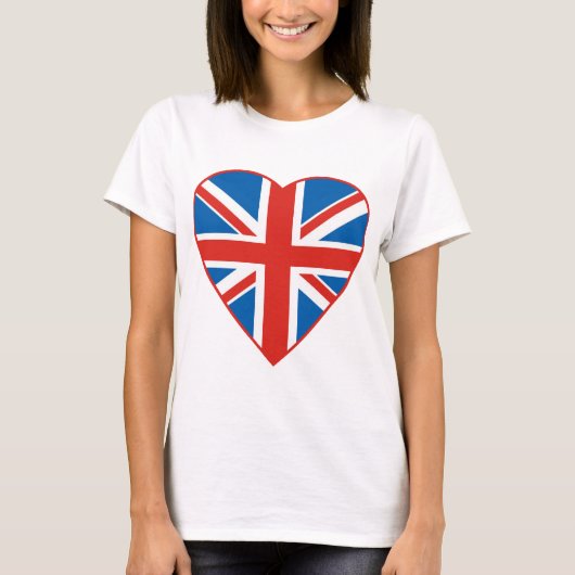 イギリスの旗のハート Tシャツ (正面)