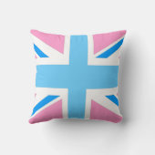 イギリスの旗のピンクおよび青いパステル調の装飾用クッション クッション (裏面)