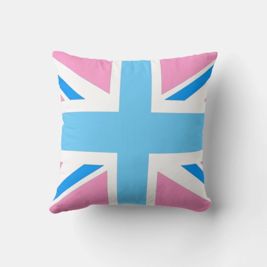 イギリスの旗のピンクおよび青いパステル調の装飾用クッション クッション (裏面)