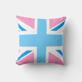 イギリスの旗のピンクおよび青いパステル調の装飾用クッション クッション (正面)