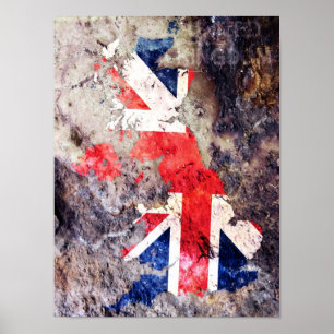 イギリスの旗の地図 ポスター
