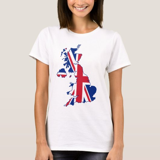 イギリスの旗の地図 Tシャツ (正面)