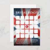 イギリスの旗の結婚式またはブライダルシャワーのビンゴカード 招待状 (正面/裏面)