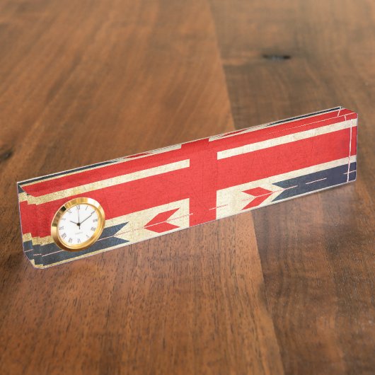 イギリスの旗の英国国旗の机用ネームプレートの時計 デスクネームプレート (側面)