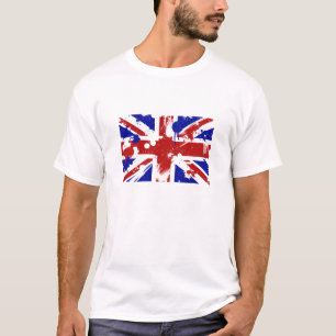 イギリスの旗の(ばちゃばちゃ)跳ねる Tシャツ