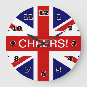 イギリスの旗/英国国旗が付いている大きい柱時計 ラージ壁時計