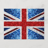 イギリスの旗 赤 青 白 キラキラ 輝き ポストカード (正面)