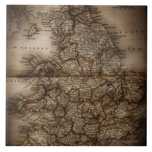 イギリスの旧式な地図の閉めて下さい タイル (正面)