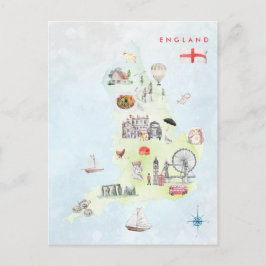 イギリスの水彩画イラストマップアート ポストカード