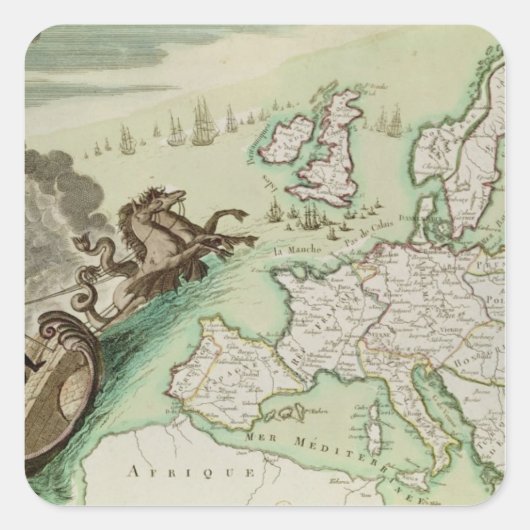 イギリスの海軍攻撃を示す地図 スクエアシール (正面)