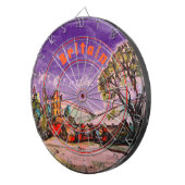 イギリスの牧歌的な村とダークスカイのスケッチ ダーツボード (正面右)