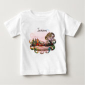 イギリスの牧歌的な村のスケッチと名前 ベビーTシャツ (正面)