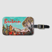 イギリスの牧歌的な村のスケッチアート ラゲッジタグ (正面横)