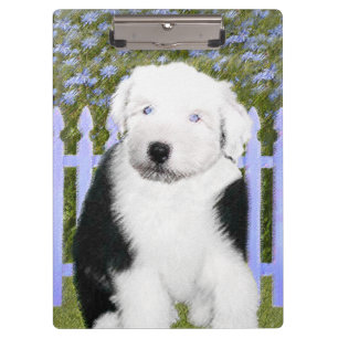 イギリスの牧羊犬の子犬絵画-犬芸術 クリップボード