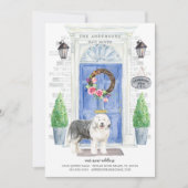 イギリスの牧羊犬の扉の引っ越し案内 招待状 (正面)