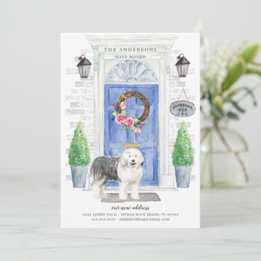 イギリスの牧羊犬の扉の引っ越し案内 招待状 (スタンド正面)