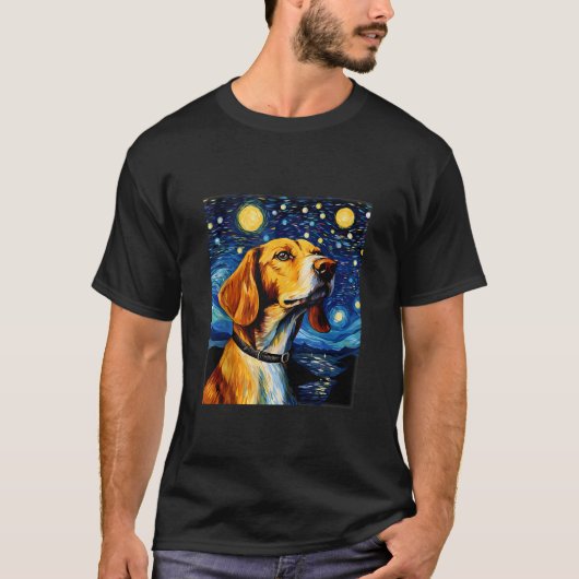 イギリスの犬おもしろい星空の可愛い犬 Tシャツ (正面)