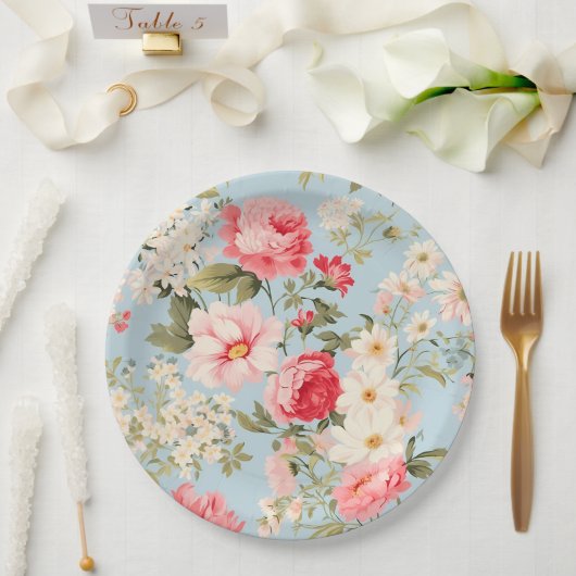 イギリスの田舎フラワーガーデン ペーパープレート (ウェディング)
