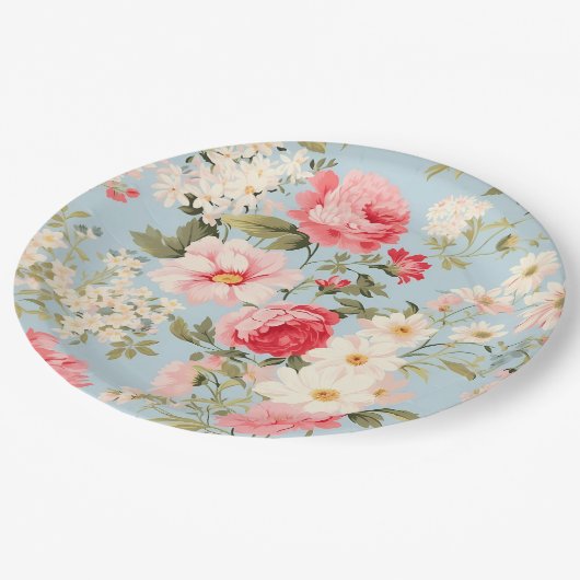 イギリスの田舎フラワーガーデン ペーパープレート (アングル)