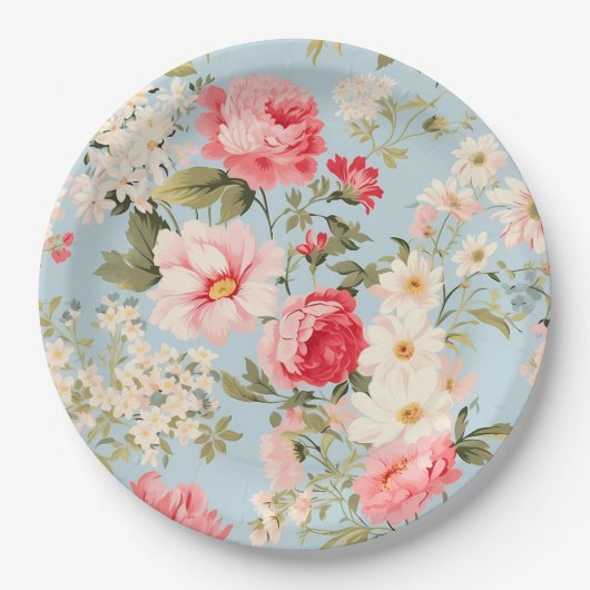 イギリスの田舎フラワーガーデン ペーパープレート (正面)