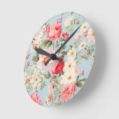 イギリスの田舎フラワーガーデン ラウンド壁時計 (傾斜)