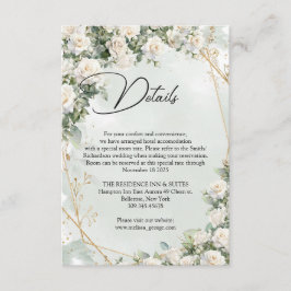 イギリスの白いバラのユーカリの緑と金ゴールド エンクロージャーカード