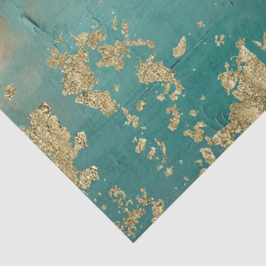 イギリスの白いバラの金ゴールドホイルのセージ緑のミックスメディア 薄葉紙 (詳細)