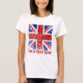 イギリスの皮の英国国旗の旗 Tシャツ (正面)