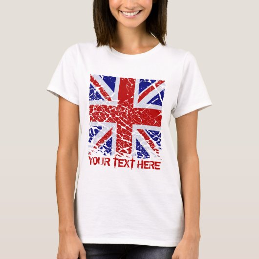 イギリスの皮の英国国旗の旗 Tシャツ (正面)