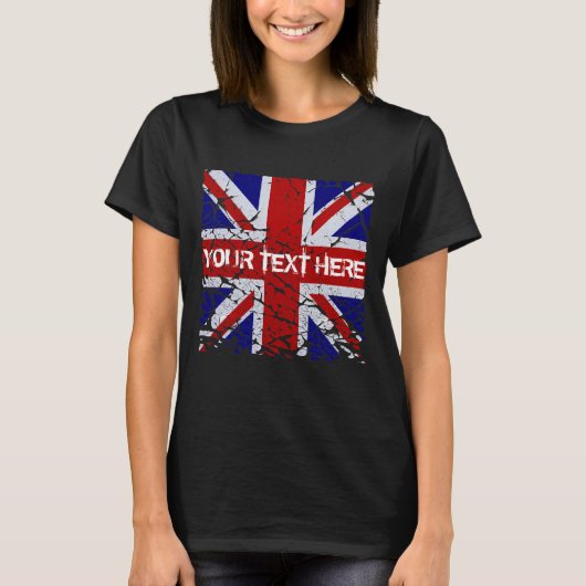 イギリスの皮の英国国旗の旗 Tシャツ (正面)