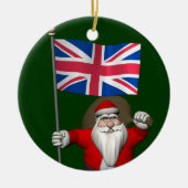 イギリスの看板を持つサンタクロース セラミックオーナメント (正面)
