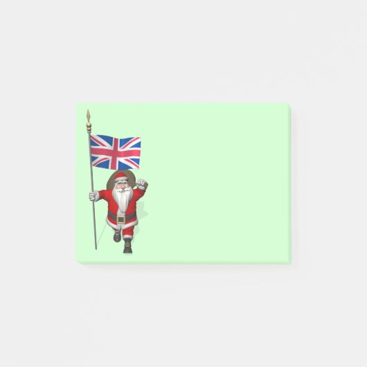 イギリスの看板を持つサンタクロース ポストイット (正面)