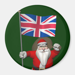 イギリスの看板を持つサンタクロース マグネット