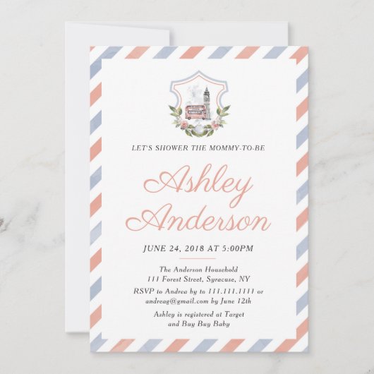 イギリスの紅茶 ベビーシャワー 招待状 (正面)