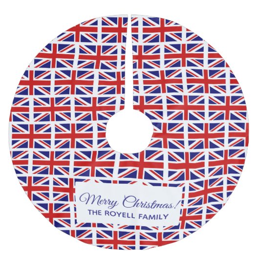 イギリスの英国国旗の旗のクリスマスツリーのスカート ブラッシュドポリエステルツリースカート (正面)