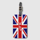 イギリスの英国国旗の旗の名前のモノグラムの荷物のラベル ラゲッジタグ (正面縦)